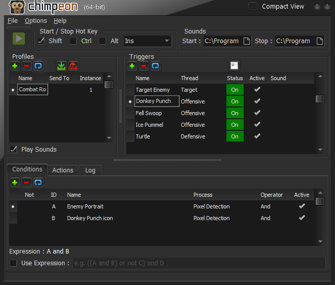 Example combat rotation configuration image